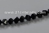 CAB830 15.5 inches 4*4mm cube black agate gemstone beads wholesale