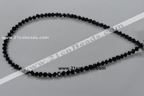 CAB830 15.5 inches 4*4mm cube black agate gemstone beads wholesale