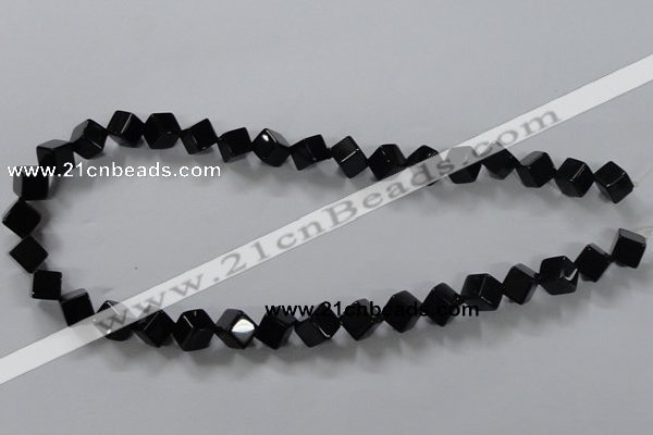 CAB831 15.5 inches 8*8mm cube black agate gemstone beads wholesale