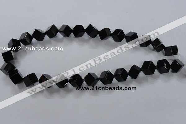 CAB832 15.5 inches 10*10mm cube black agate gemstone beads wholesale