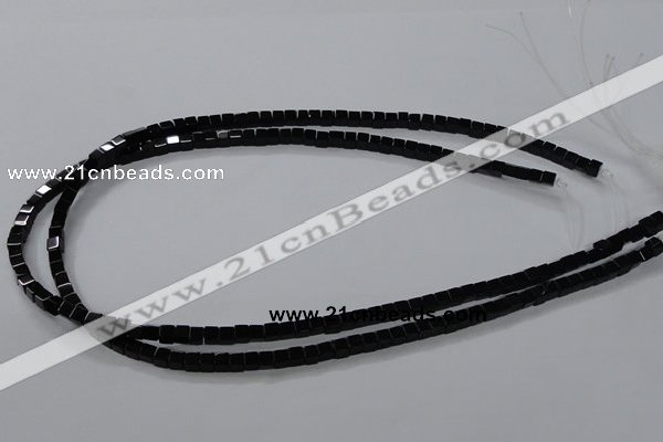 CAB833 15.5 inches 4*4mm cube black agate gemstone beads wholesale