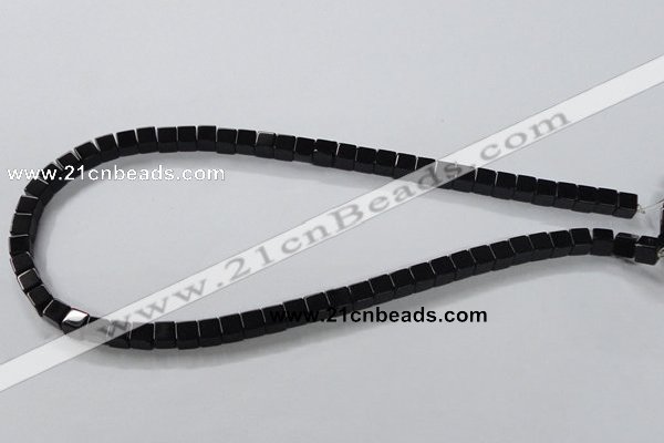 CAB834 15.5 inches 6*6mm cube black agate gemstone beads wholesale