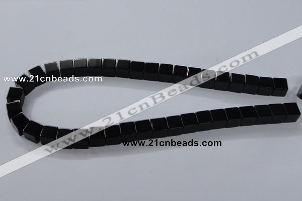 CAB835 15.5 inches 10*10mm cube black agate gemstone beads wholesale