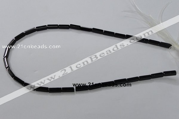 CAB839 15.5 inches 4*12mm cuboid black agate gemstone beads wholesale