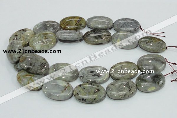 CAB84 15.5 inches 25*35mm oval silver needle agate gemstone beads