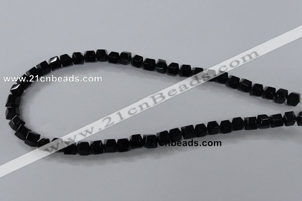 CAB841 15.5 inches 8*8mm faceted cube black agate gemstone beads wholesale