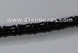 CAB842 15.5 inches 8*10mm bamboo shape black agate gemstone beads