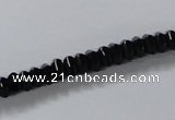 CAB843 15.5 inches 4*6mm rondelle black agate gemstone beads wholesale