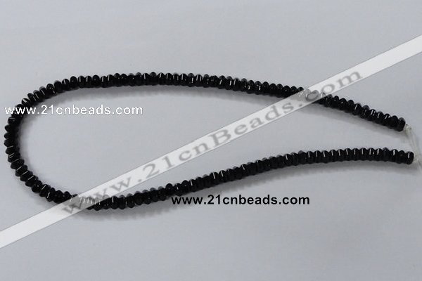 CAB843 15.5 inches 4*6mm rondelle black agate gemstone beads wholesale