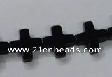 CAB846 15.5 inches 14*14mm cross black agate gemstone beads wholesale