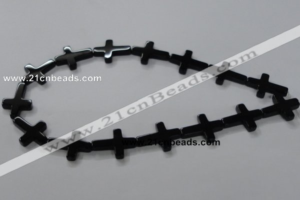 CAB848 15.5 inches 18*24mm cross black agate gemstone beads wholesale