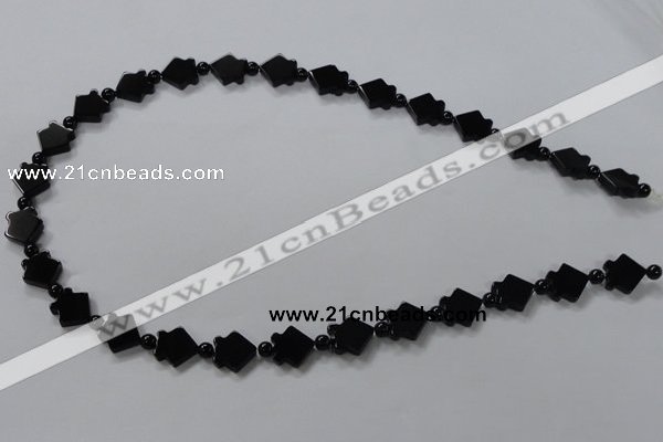 CAB849 15.5 inches 10*10mm fish black agate gemstone beads wholesale