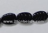 CAB851 15.5 inches 12*16mm leaf black agate gemstone beads wholesale