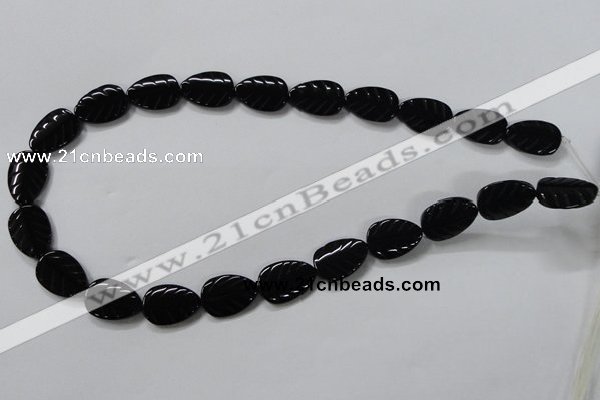 CAB852 15.5 inches 13*18mm leaf black agate gemstone beads wholesale