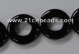 CAB855 15.5 inches 20mm donut black agate gemstone beads wholesale
