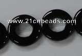 CAB855 15.5 inches 20mm donut black agate gemstone beads wholesale