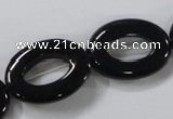 CAB859 15.5 inches 18*24mm oval black agate gemstone beads wholesale