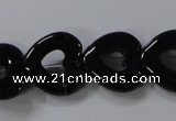 CAB860 15.5 inches 18*18mm heart black agate gemstone beads wholesale