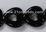 CAB861 15.5 inches 24*24mm heart black agate gemstone beads wholesale