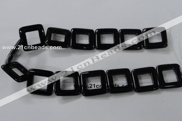 CAB863 15.5 inches 28*28mm square black agate gemstone beads wholesale