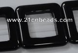 CAB864 15.5 inches 35*35mm square black agate gemstone beads wholesale