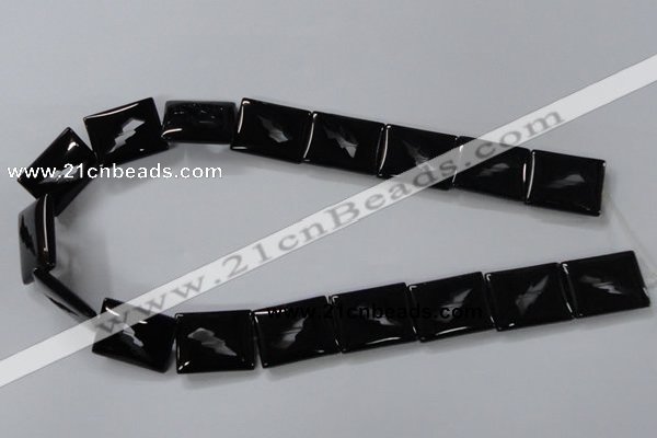 CAB866 15.5 inches 18*22mm rectangle black agate gemstone beads wholesale