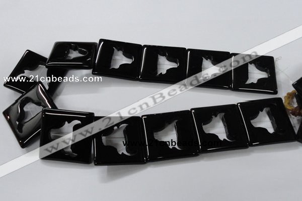 CAB868 15.5 inches 35*35mm square black agate gemstone beads wholesale