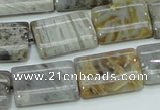 CAB87 15.5 inches 15*20mm rectangle silver needle agate gemstone beads