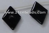 CAB870 22*40mm top-drilled rhombic black agate gemstone beads wholesale