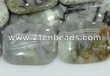 CAB88 15.5 inches 22*30mm rectangle silver needle agate gemstone beads