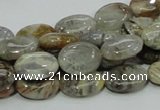 CAB89 15.5 inches 10*14mm oval silver needle agate gemstone beads