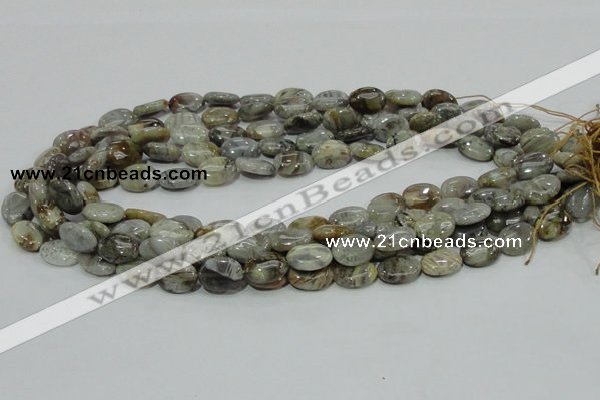 CAB89 15.5 inches 10*14mm oval silver needle agate gemstone beads