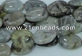 CAB90 15.5 inches 12*16mm oval silver needle agate gemstone beads