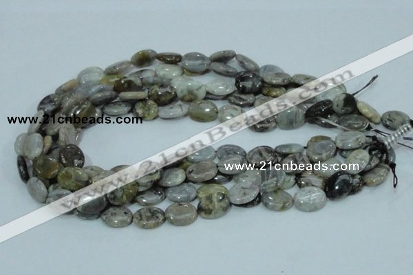 CAB90 15.5 inches 12*16mm oval silver needle agate gemstone beads