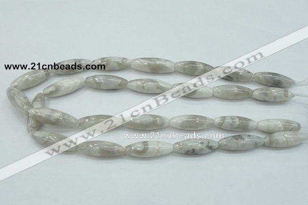 CAB907 15.5 inches 10*30mm rice natural crazy agate beads wholesale