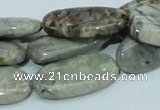 CAB91 15.5 inches 15*30mm oval silver needle agate gemstone beads