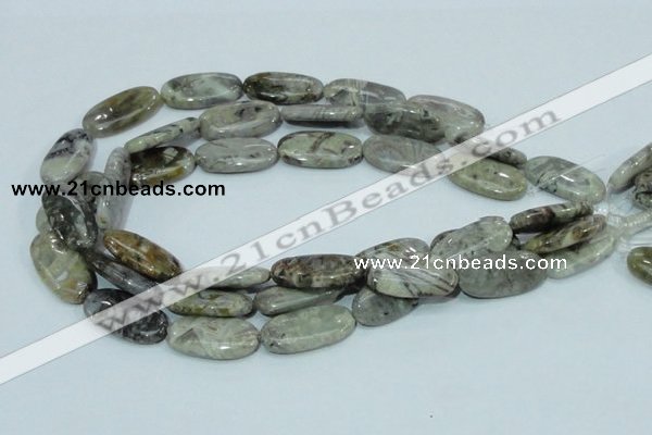 CAB91 15.5 inches 15*30mm oval silver needle agate gemstone beads