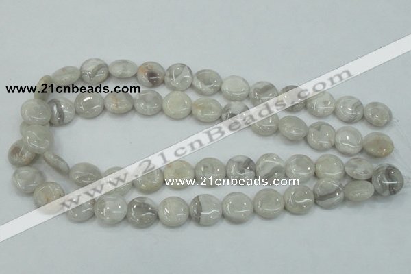 CAB915 15.5 inches 15mm flat round natural crazy agate beads wholesale