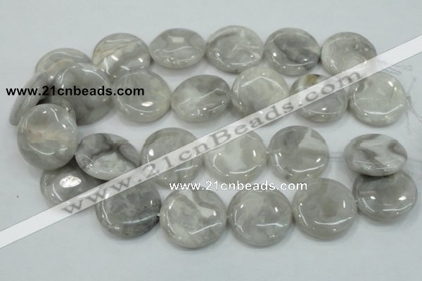 CAB918 15.5 inches 30mm flat round natural crazy agate beads wholesale