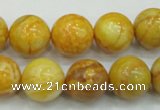 CAB936 15.5 inches 14mm round yellow crazy lace agate beads wholesale