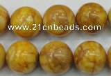 CAB937 15.5 inches 16mm round yellow crazy lace agate beads wholesale