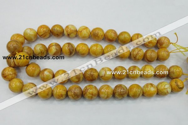 CAB937 15.5 inches 16mm round yellow crazy lace agate beads wholesale
