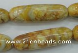 CAB939 15.5 inches 13*40mm rice yellow crazy lace agate beads wholesale