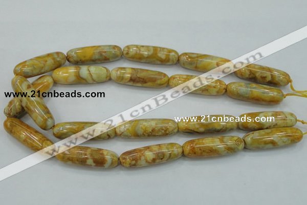 CAB939 15.5 inches 13*40mm rice yellow crazy lace agate beads wholesale