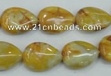 CAB940 15.5 inches 13*18mm flat teardrop yellow crazy lace agate beads