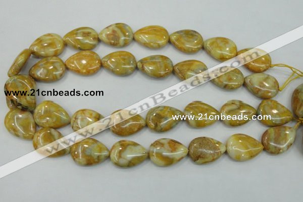 CAB941 15.5 inches 18*25mm flat teardrop yellow crazy lace agate beads