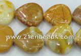 CAB942 15.5 inches 20*20mm heart yellow crazy lace agate beads