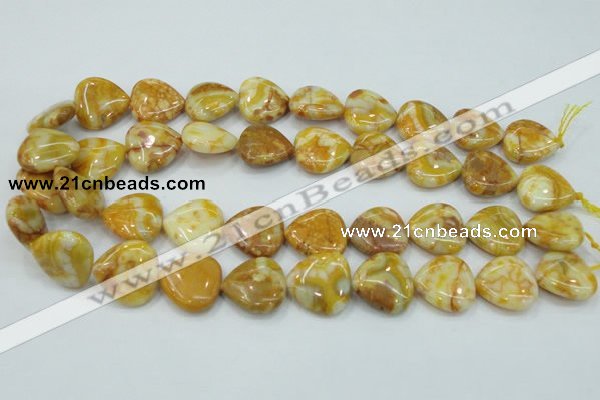 CAB942 15.5 inches 20*20mm heart yellow crazy lace agate beads