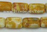 CAB943 15.5 inches 13*18mm rectangle yellow crazy lace agate beads