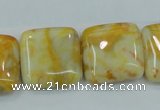 CAB947 15.5 inches 20*20mm square yellow crazy lace agate beads